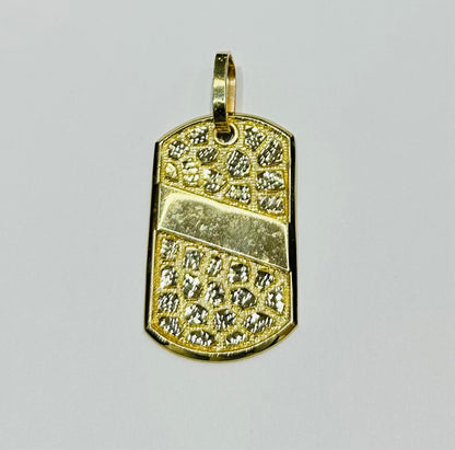 10K GOLD DOG TAG NUGGET MEMORY PENDANT, WEIGHT: 13.0gm