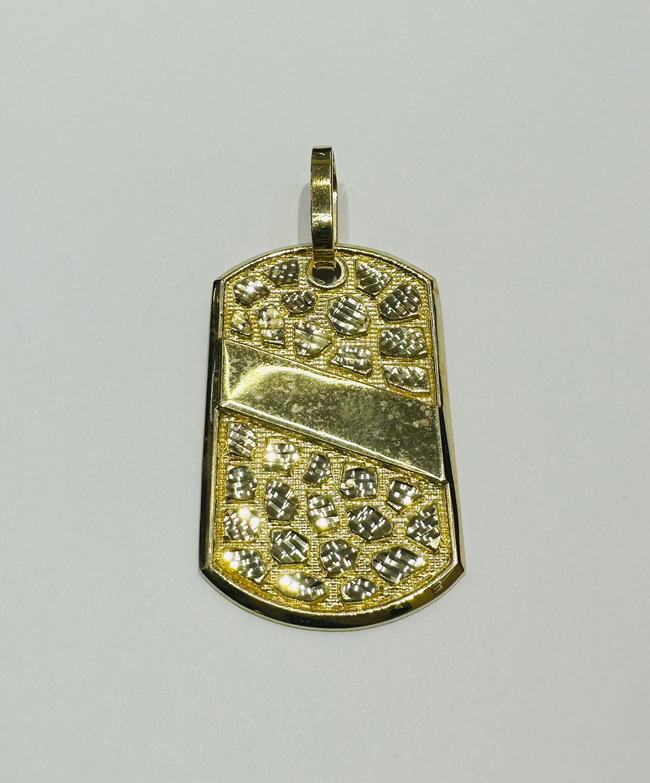 10K GOLD DOG TAG NUGGET MEMORY PENDANT, WEIGHT: 13.0gm