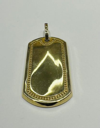 10K GOLD DOG TAG MEMORY PENDANT, WEIGHT: 11.2gm