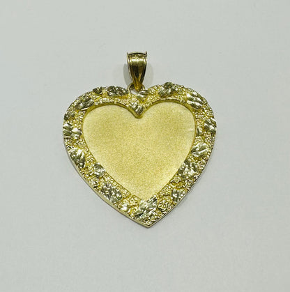 10K GOLD HEART NUGGET MEMORY PENDANT, WEIGHT: 14.1gm