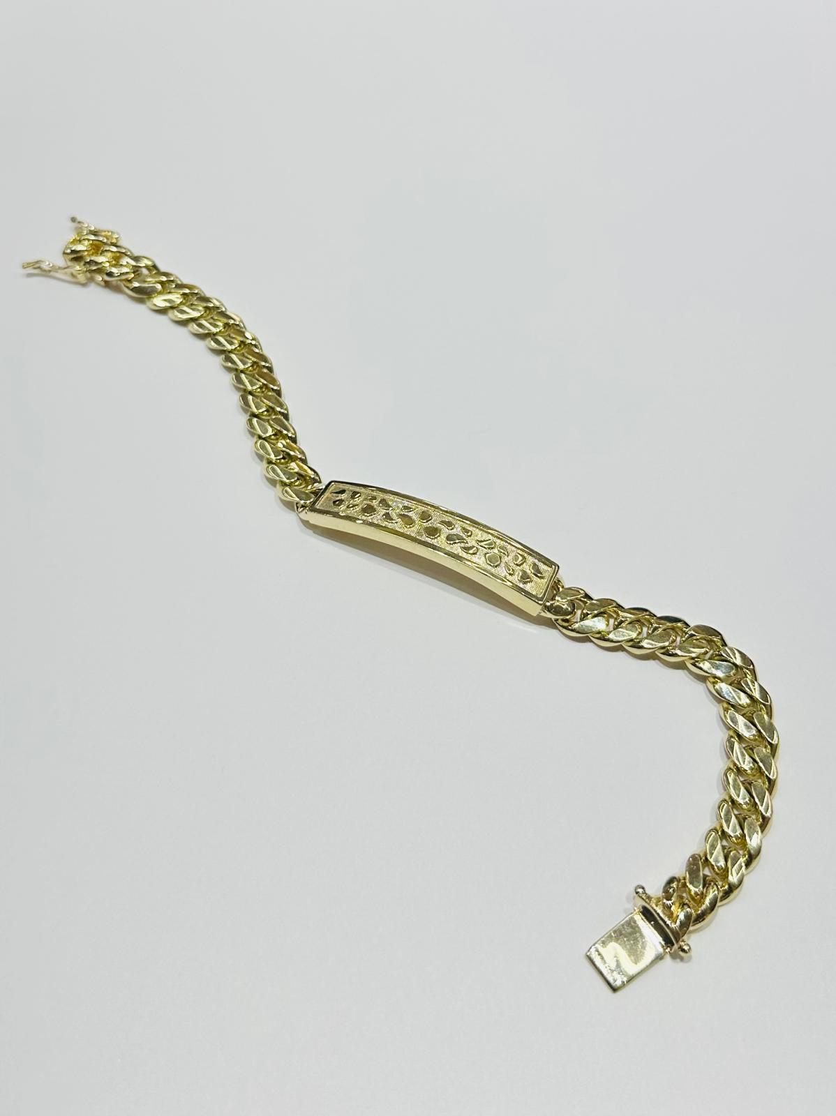 10k GOLD MIAMI CUBAN BRACELET WITH NUGGET ID 9" 8.8mm, WEIGHT: 46.4gm