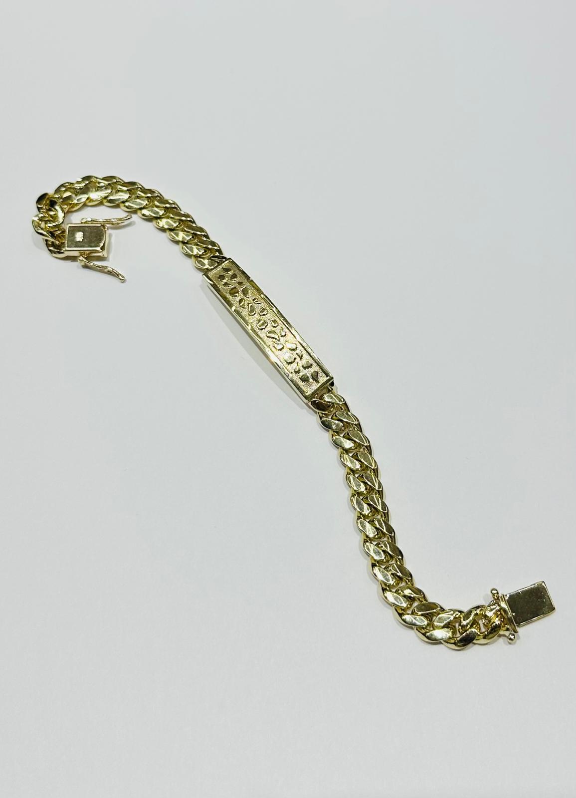 10k GOLD MIAMI CUBAN BRACELET WITH NUGGET ID 9" 8.8mm, WEIGHT: 46.4gm