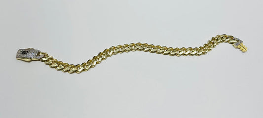 10k GOLD MIAMI CUBAN BRACELET  9" 7.60mm, WEIGHT: 9.3gm