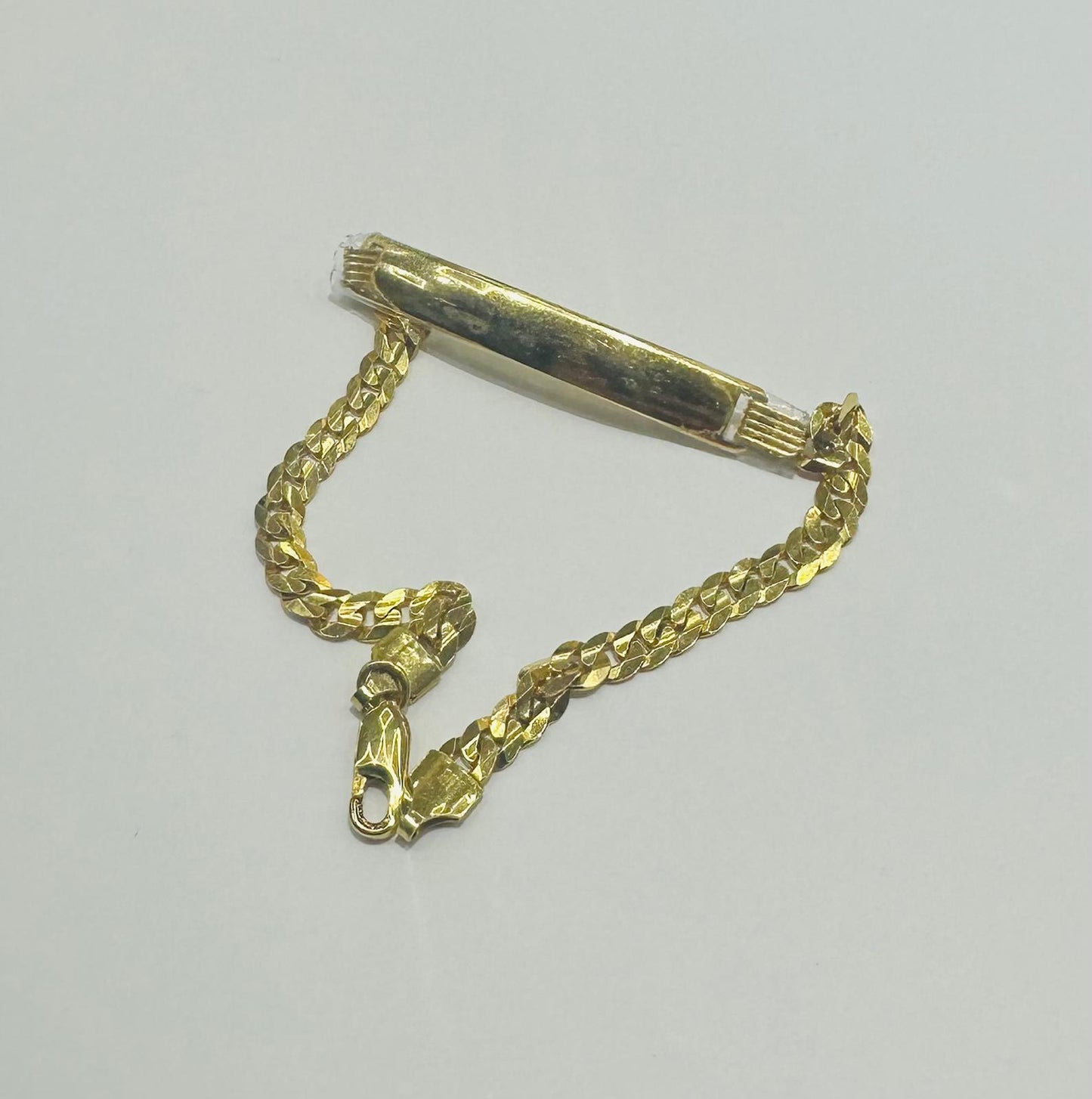 10K GOLD  FLAD ID ITALIAN CUBAN BABY BRACELET 8" 4.62mm, Weight: 7.9gm