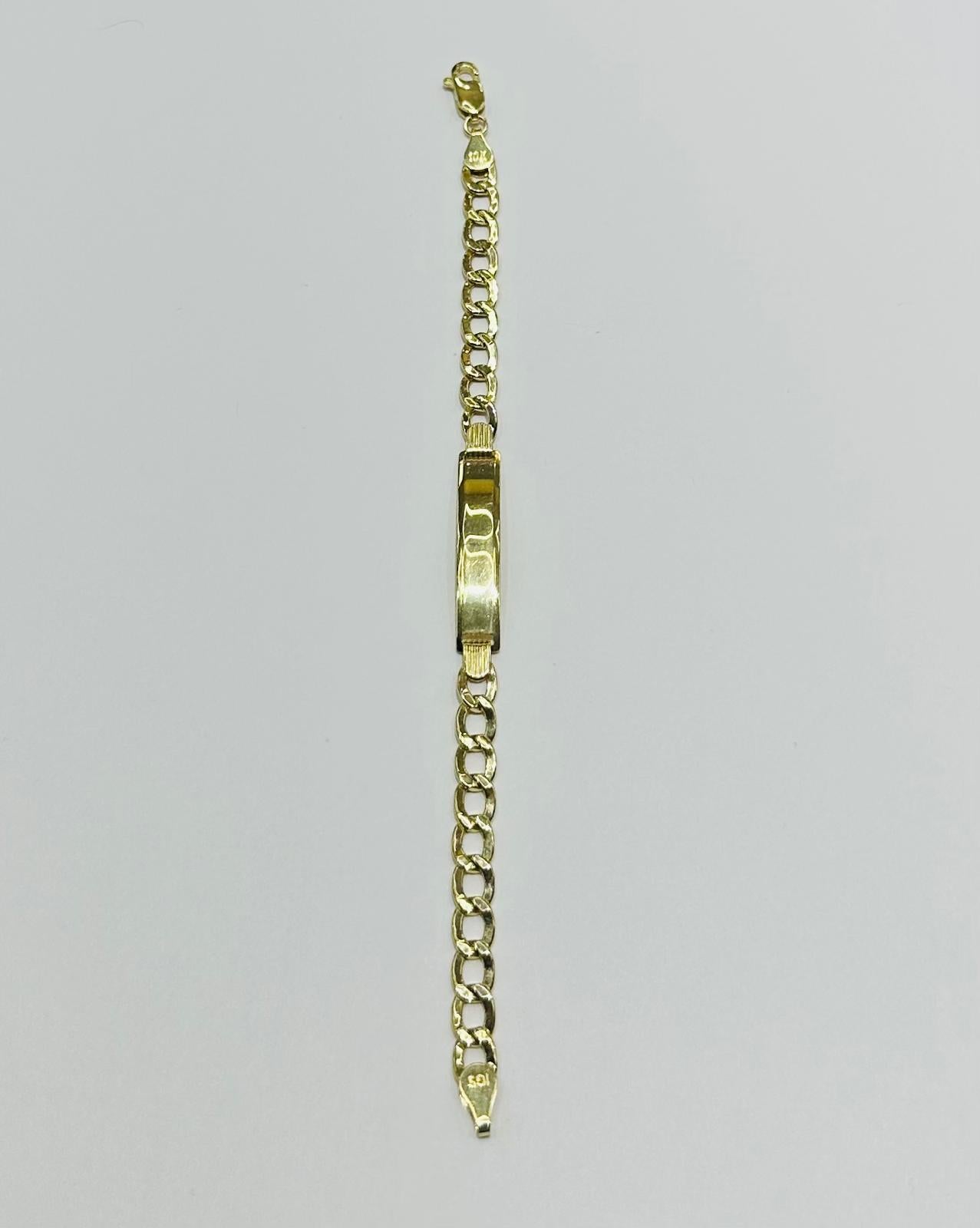 10K GOLD ITALIAN CUBAN LINK FLAT ID BABY BRACELET 6" 5.55mm, Weight: 4.3gm