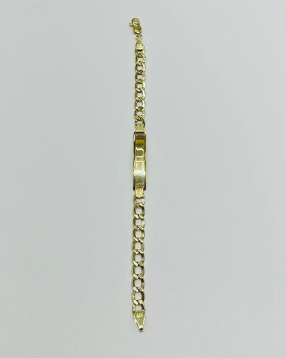 10K GOLD ITALIAN CUBAN LINK FLAT ID BABY BRACELET 6" 5.55mm, Weight: 4.3gm