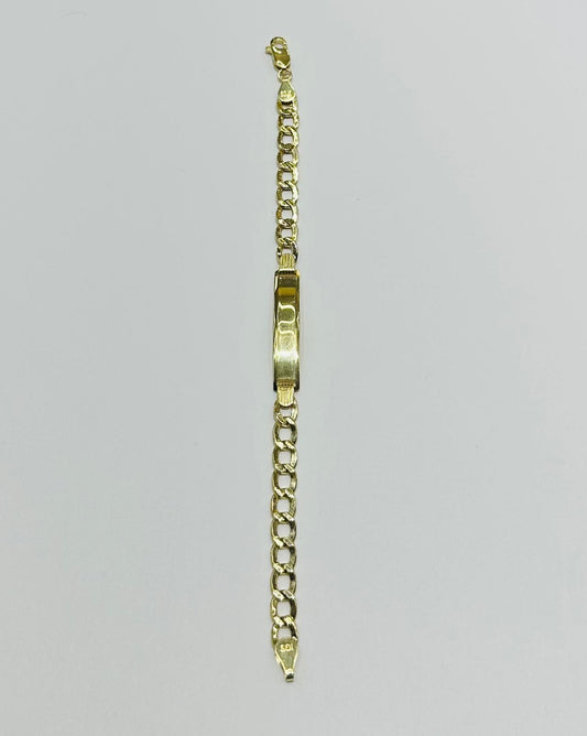 10K GOLD ITALIAN CUBAN LINK FLAT ID BABY BRACELET 6" 5.55mm, Weight: 4.3gm