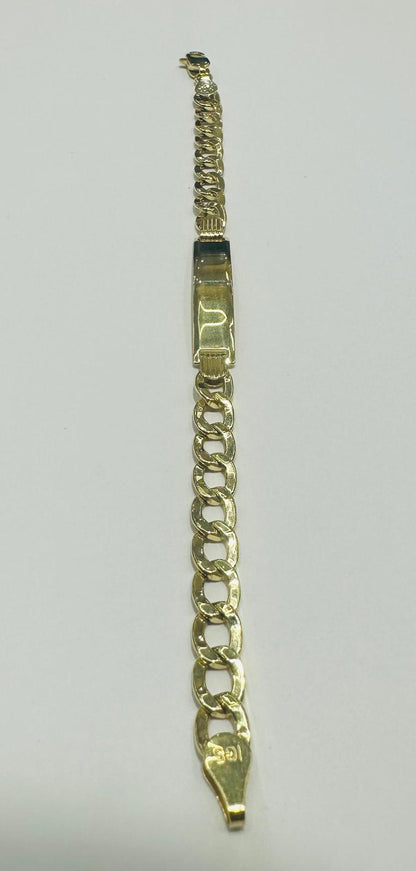 10K GOLD ITALIAN CUBAN LINK FLAT ID BABY BRACELET 6" 5.55mm, Weight: 4.3gm