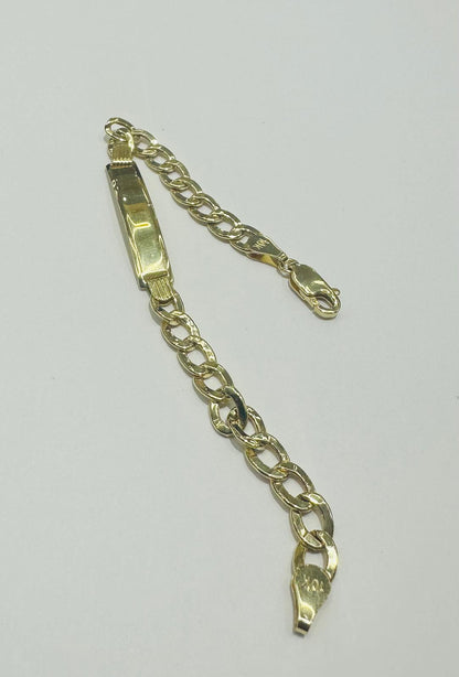 10K GOLD ITALIAN CUBAN LINK FLAT ID BABY BRACELET 6" 5.55mm, Weight: 4.3gm