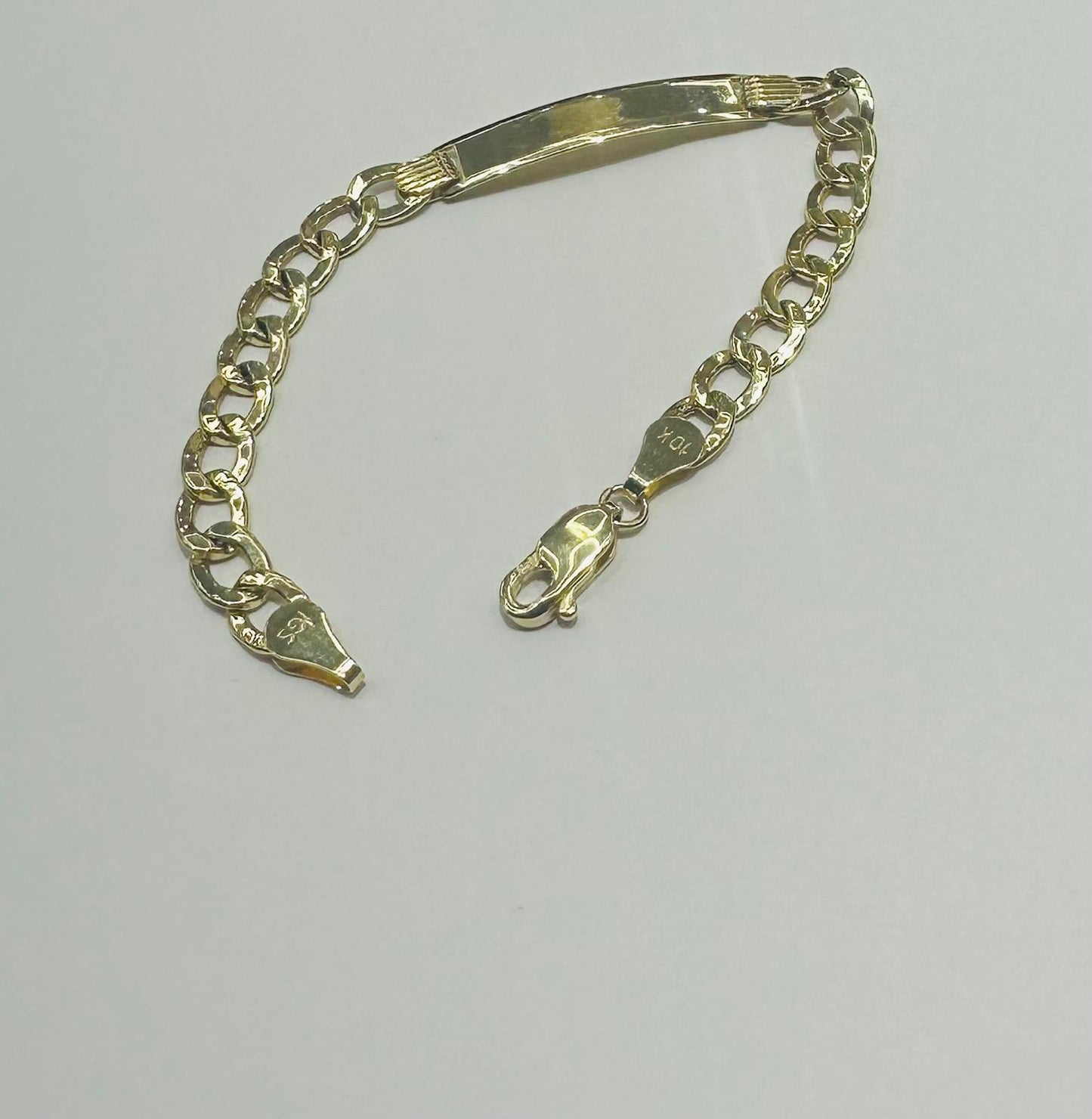 10K GOLD ITALIAN CUBAN LINK FLAT ID BABY BRACELET 6" 5.55mm, Weight: 4.3gm