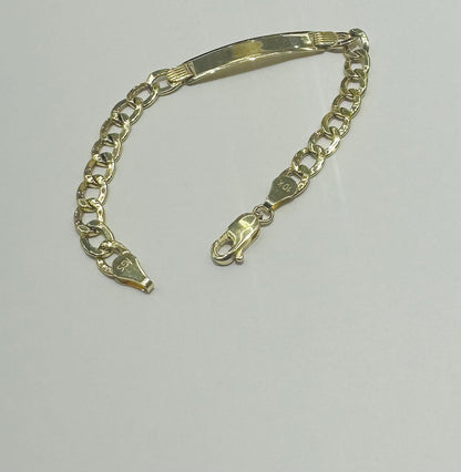 10K GOLD ITALIAN CUBAN LINK FLAT ID BABY BRACELET 6" 5.55mm, Weight: 4.3gm
