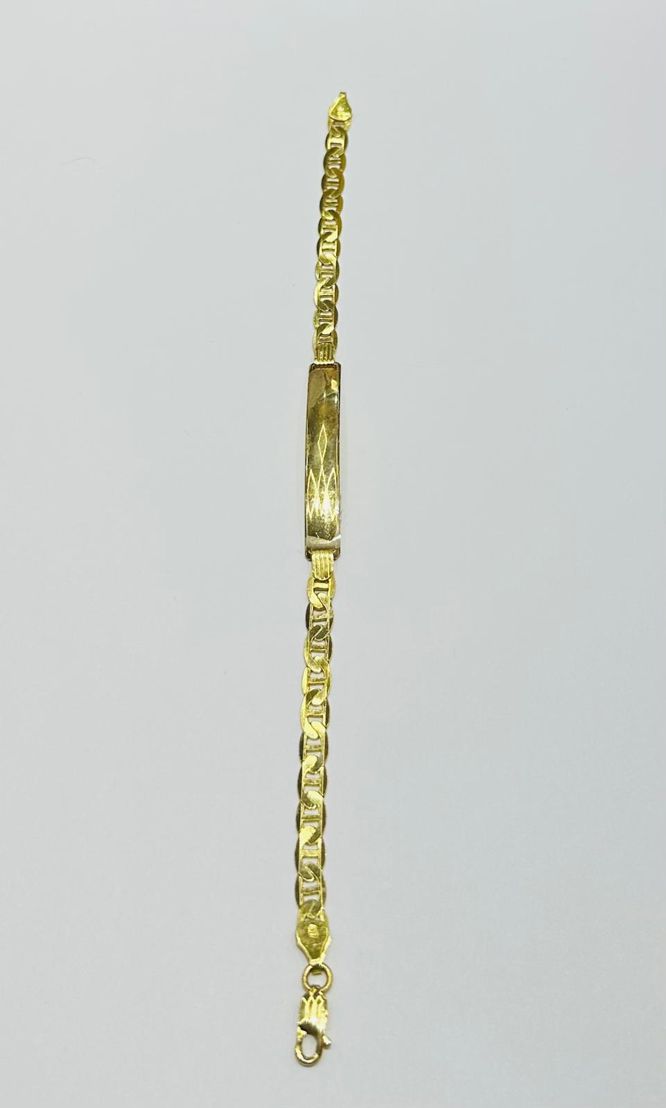 10K GOLD GUCCI DIAMOND-CUT FLAT ID BABY BRACELET 8" 5.20mm, Weight: 7.4gm