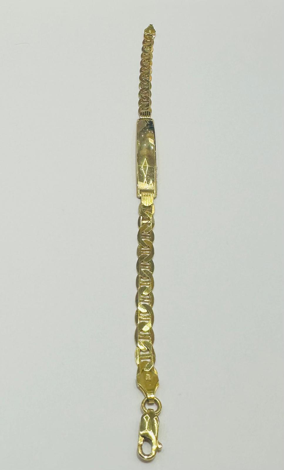 10K GOLD GUCCI DIAMOND-CUT FLAT ID BABY BRACELET 8" 5.20mm, Weight: 7.4gm