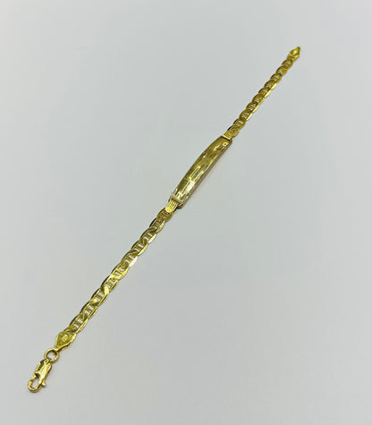 10K GOLD GUCCI DIAMOND-CUT FLAT ID BABY BRACELET 8" 5.20mm, Weight: 7.4gm