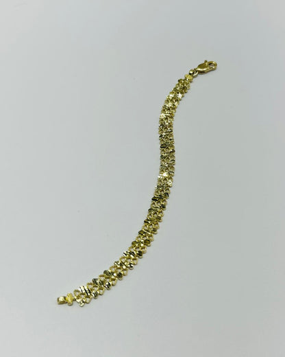 10K GOLD DIAMOND CUT BABY HEART BRACELET 5.5" 6.50mm, Weight: 6.4gm