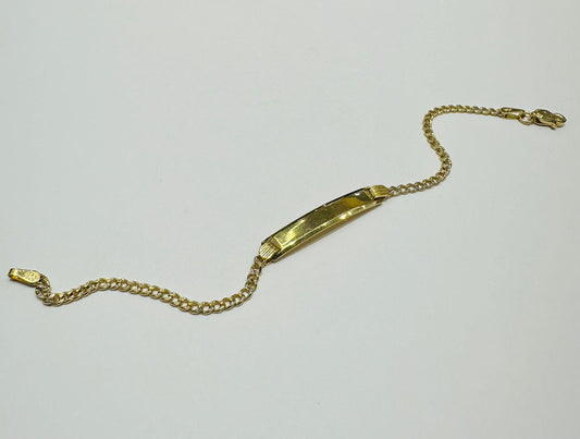 10K GOLD MIAMI CURB PAVE LINK ID BABY BRACELET 5.5" 1.90mm, Weight: 1.5gm