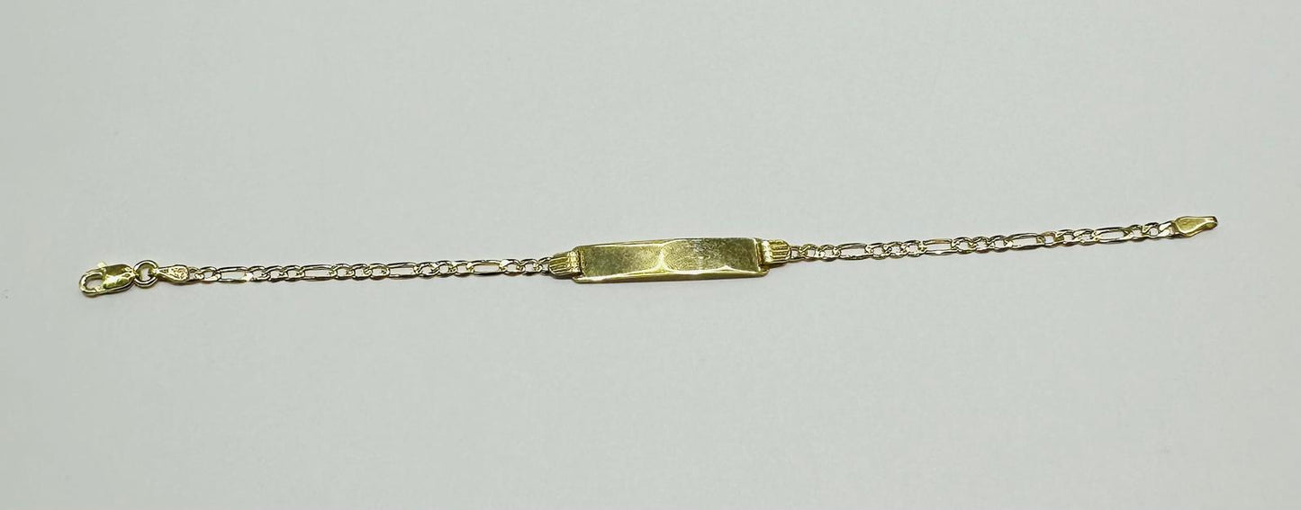 10K GOLD FIGARO BABY ID BRACELET 6", 0.75mm Weight: 1.8gm