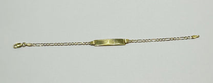 10K GOLD FIGARO BABY ID BRACELET 6", 0.75mm Weight: 1.8gm