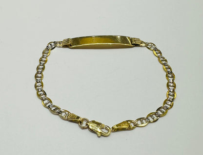 10K GOLD DIAMOND CUT GUCCI BABY ID BRACELET 6",  Weight: 2.4gm