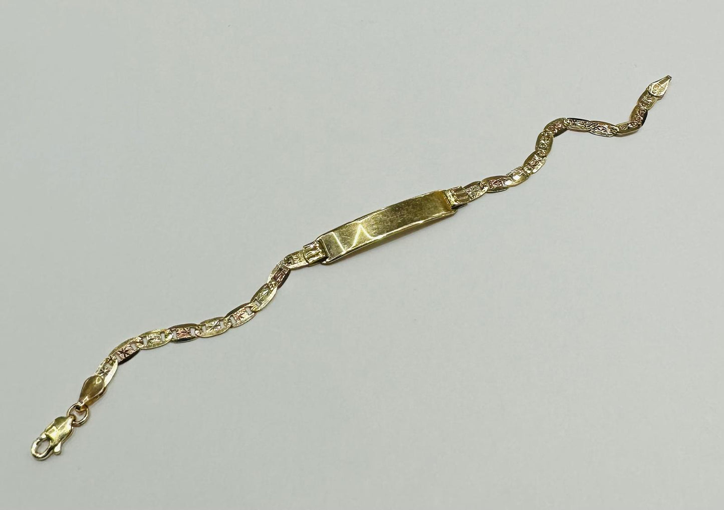 10K GOLD TWO TONED GUCCI BABY ID BRACELET 6", 0.75mm Weight: 2.8gm
