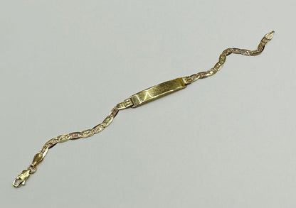 10K GOLD TWO TONED GUCCI BABY ID BRACELET 6", 0.75mm Weight: 2.8gm