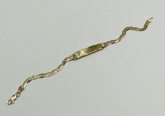 10K GOLD TWO TONED GUCCI BABY ID BRACELET 6", 0.75mm Weight: 2.8gm