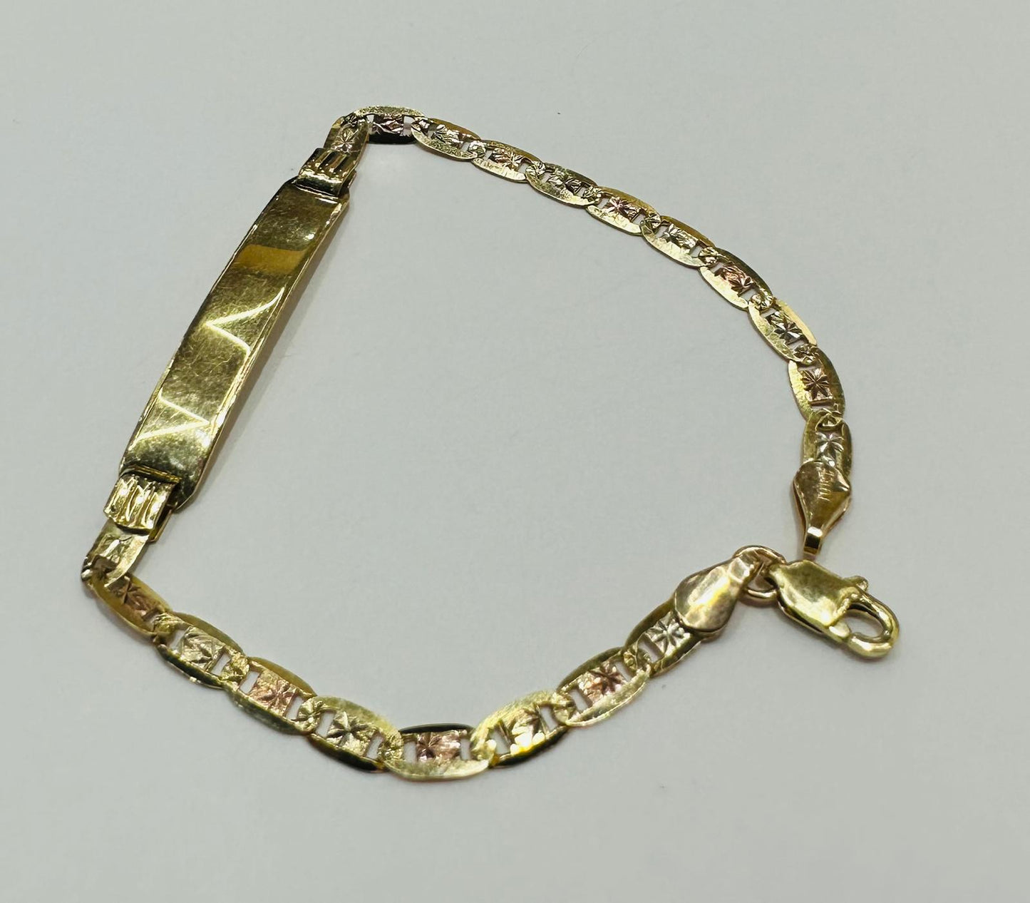 10K GOLD TWO TONED GUCCI BABY ID BRACELET 6", 0.75mm Weight: 2.8gm