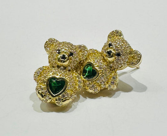 10K GOLD TEDDY EARRINGS WITH CZ DIAMOND, WEIGHT: 3.5-4.5gm
