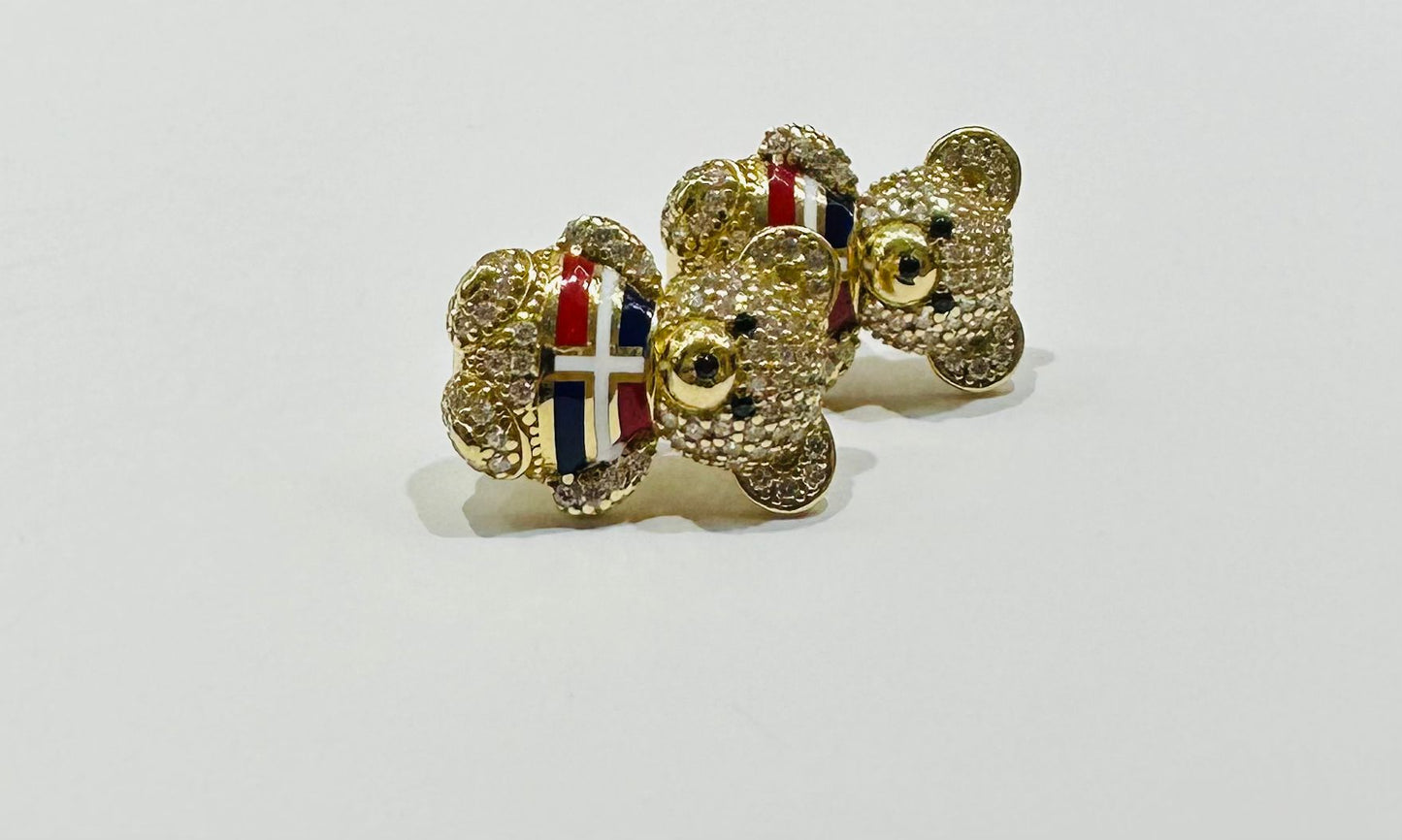 10K GOLD TEDDY EARRINGS WITH CZ DIAMOND, WEIGHT: 5.2gm