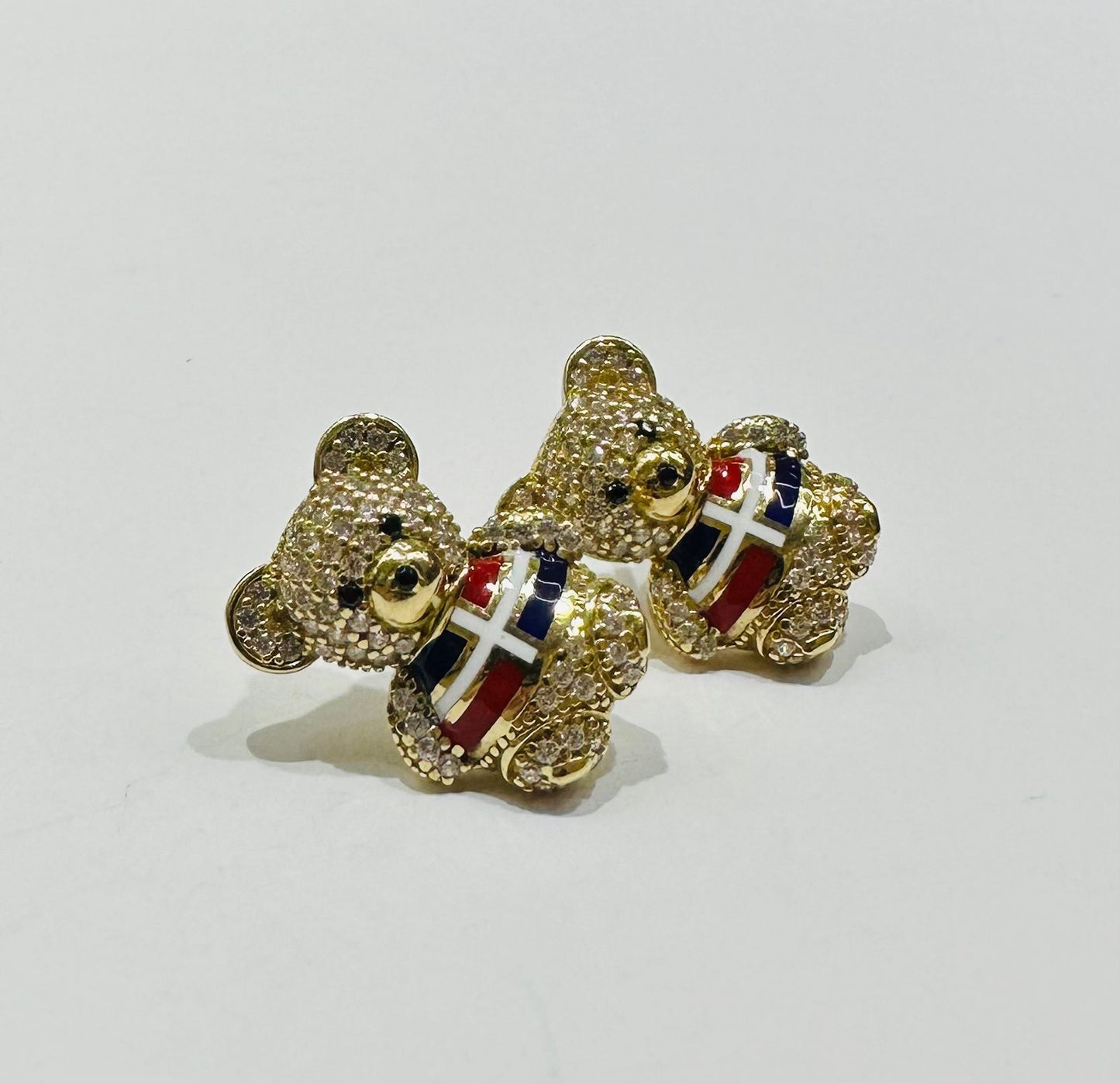 10K GOLD TEDDY EARRINGS WITH CZ DIAMOND, WEIGHT: 5.2gm