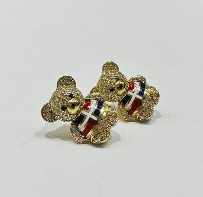 10K GOLD TEDDY EARRINGS WITH CZ DIAMOND, WEIGHT: 5.2gm