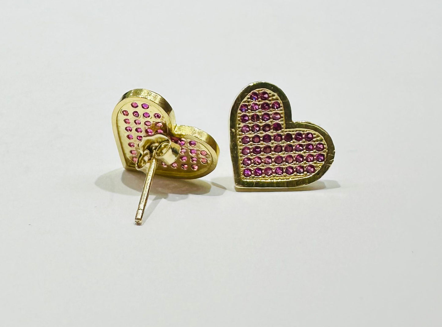 10K GOLD HEART EARRINGS WITH CZ DIAMOND, WEIGHT: 1.8gm