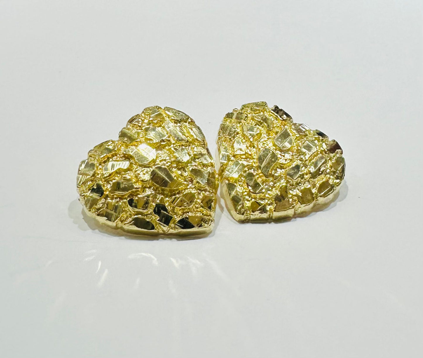10K GOLD HEART NUGGET EARRINGS, WEIGHT: 6.00gm