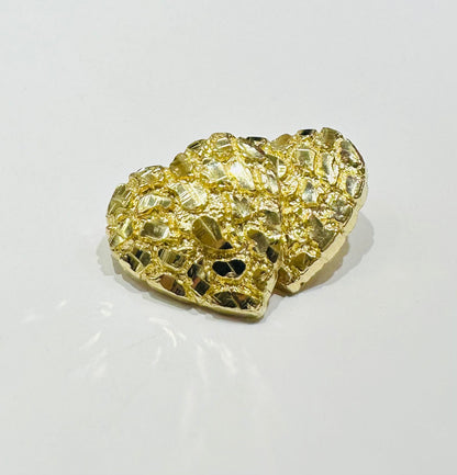 10K GOLD HEART NUGGET EARRINGS, WEIGHT: 6.00gm