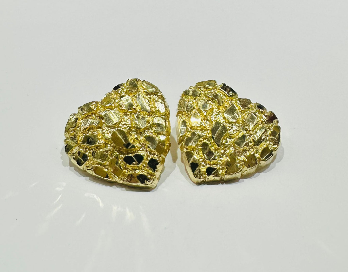 10K GOLD HEART NUGGET EARRINGS, WEIGHT: 6.00gm