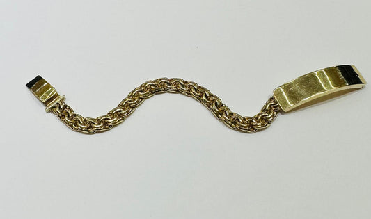 10K GOLD CHINO LINK ID BRACELET, WEIGHT: 13.3gm