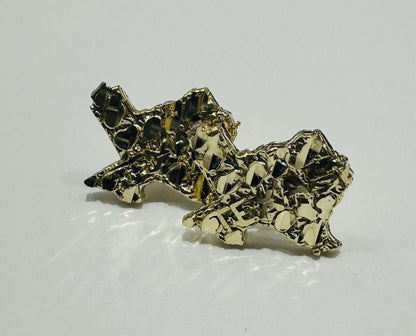 10K GOLD UNISEX TEXAS NUGGET EARRINGS, WEIGHT: 1.9gm