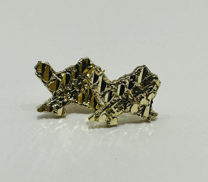 10K GOLD UNISEX TEXAS NUGGET EARRINGS, WEIGHT: 1.9gm