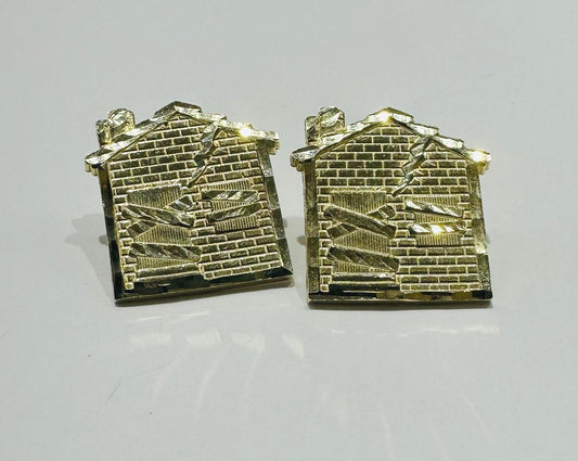10K GOLD TRAP HOUSE EARRINGS, WEIGHT: 3.5gm