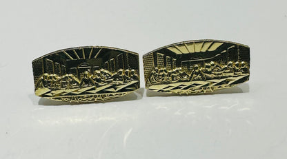 10K GOLD LAST SUPPER EARRINGS, WEIGHT: 2.4gm