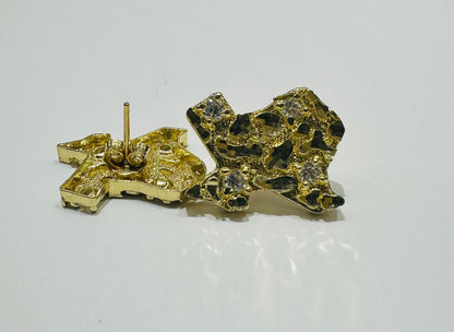 10K GOLD UNISEX TEXAS NUGGET EARRINGS, WEIGHT: 4.2gm