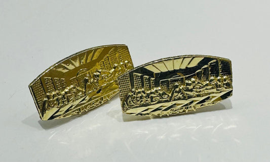 10K GOLD LAST SUPPER EARRINGS, WEIGHT: 2.4gm