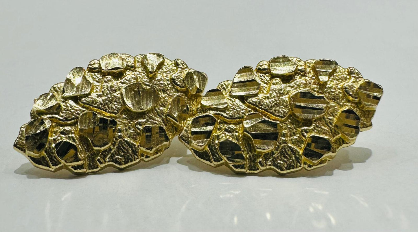 10K GOLD NUGGET EARRINGS, WEIGHT: 4.2gm