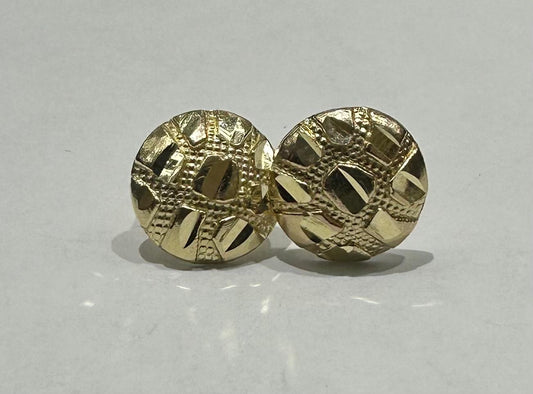 10K GOLD ROUND NUGGET EARRINGS, WEIGHT: 1.2gm