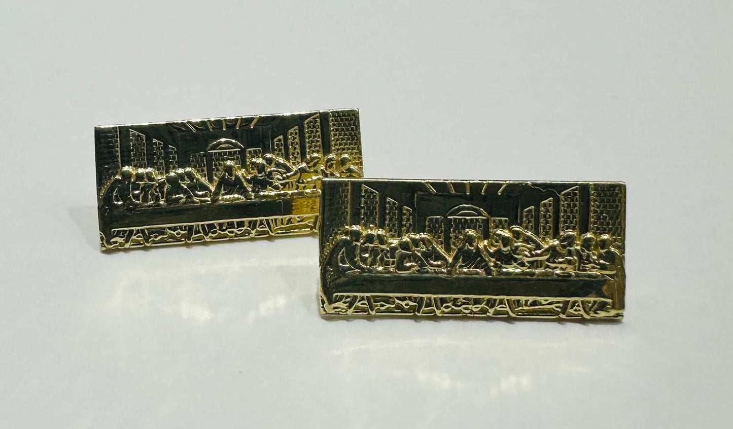 10K GOLD LAST SUPPER EARRINGS, WEIGHT: 2.1gm