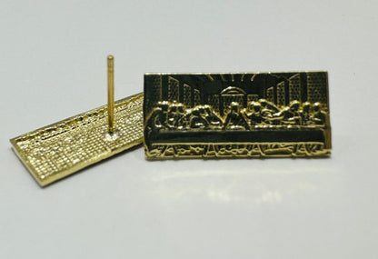 10K GOLD LAST SUPPER EARRINGS, WEIGHT: 2.1gm