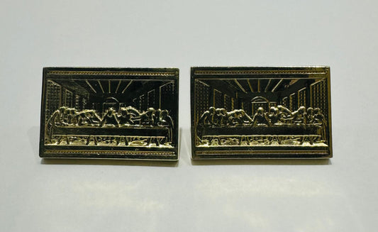 10K GOLD LAST SUPPER EARRINGS, WEIGHT: 3.0gm