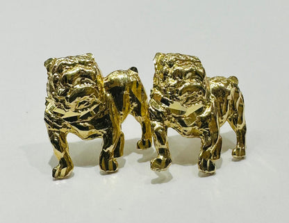 10K GOLD BULL-DOG EARRINGS, WEIGHT: 2.2gm