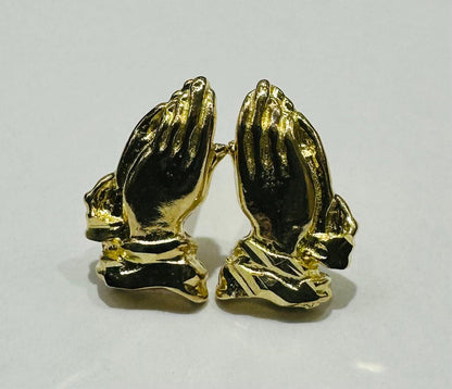 10K GOLD SMALL PRAYING HANDS STUD EARRINGS, WEIGHT: 1.0gm
