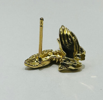 10K GOLD SMALL PRAYING HANDS STUD EARRINGS, WEIGHT: 1.0gm
